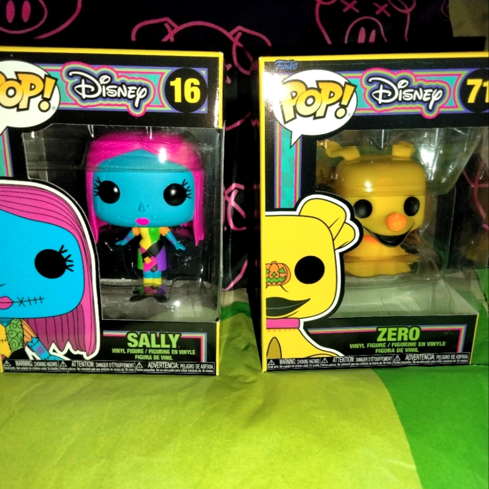 Funko Pop! zero & Sally blacklight Nightmare before Christmas